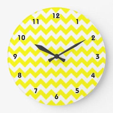 Electric Yellow Chevron Large Clock