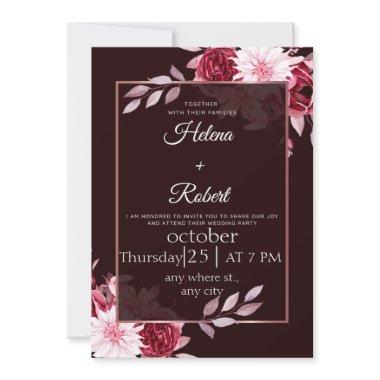 elegance botanical monogram rustic wedding invit Invitations