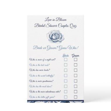 Elegance in Blue Rose Couple Quiz Shower Game