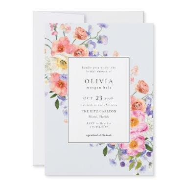 Elegance Pink Boho Floral Bridal Shower Invitations