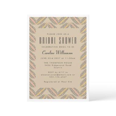 Elegant Abstract Dots Beige Black Bridal Shower Invitations