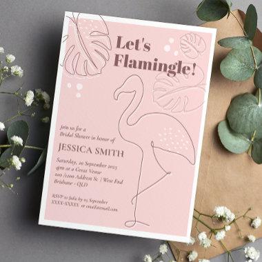 Elegant Abstract Lets Flamingle Bridal Shower Invitations