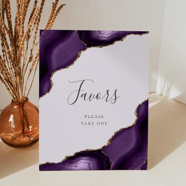 Elegant Agate Purple Gold Lavender Wedding Favors Pedestal Sign