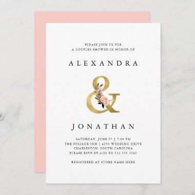 Elegant Ampersand | Gold and Blush Couples Shower Invitations