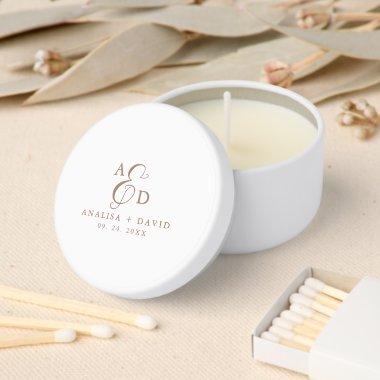 Elegant Ampersand Mocha Monogram Wedding Mini Candle Favors