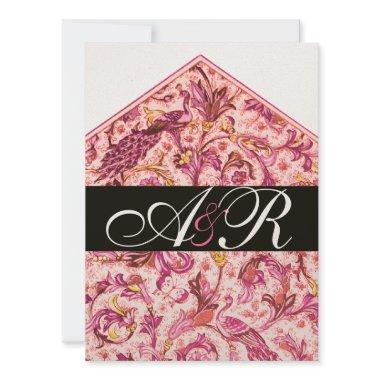 ELEGANT ANTIQUE FLORENTINE PINK FLORAL MONOGRAM Invitations