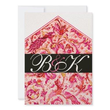 ELEGANT ANTIQUE FLORENTINE PINK FLORAL MONOGRAM Invitations