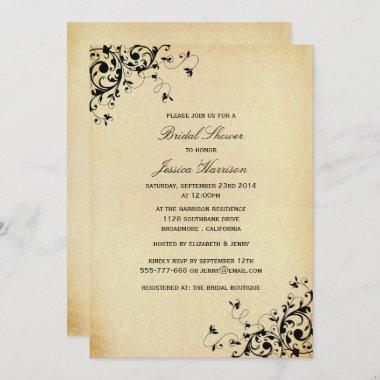 Elegant Antique Swirls Bridal Shower Invitations