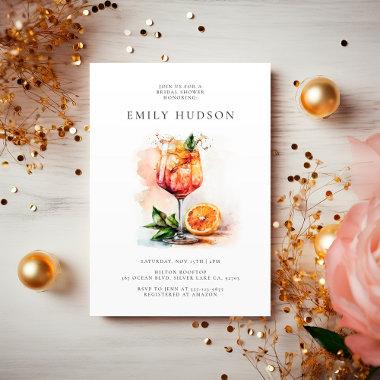 Elegant Aperol Spritz Bridal Shower Invitations