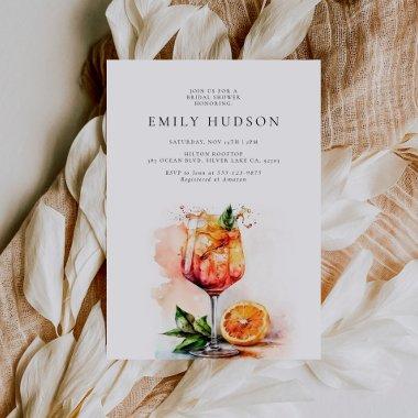 Elegant Aperol Spritz Bridal Shower Invitations