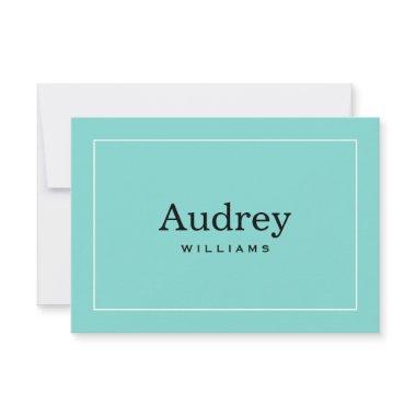 Elegant Aqua Blue Custom Bride Name Monogram Note