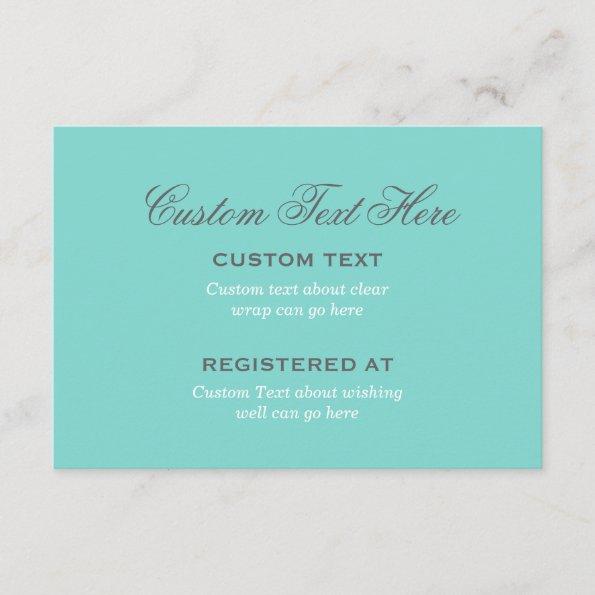 Elegant Aqua Blue Wedding Bridal Shower Registry Enclosure Invitations