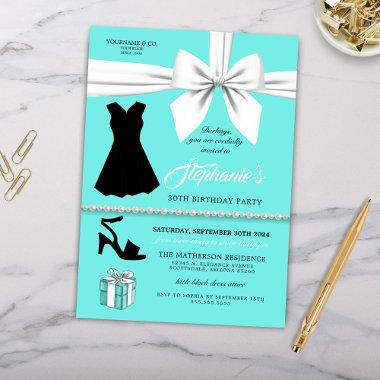 Elegant Aqua Fashion Tiffany Birthday Invitations