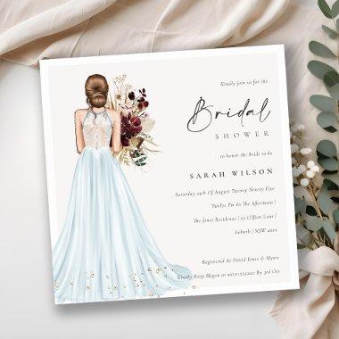 Elegant Aqua Wedding Gown  Invite