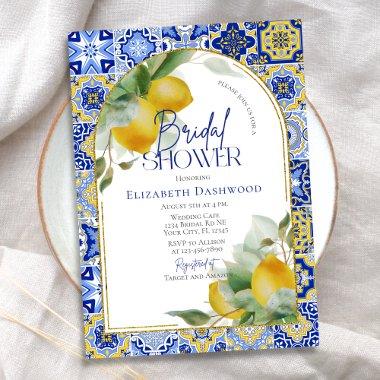 Elegant Arch Italian Blue Tile Lemon