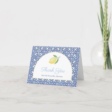 Elegant Arch Shape Amalfi Lemons Bridal Shower Thank You Invitations