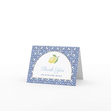 Elegant Arch Shape Amalfi Lemons Bridal Shower Thank You Invitations