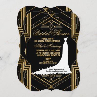 Elegant Art Deco Gatsby Bridal Shower Invitations
