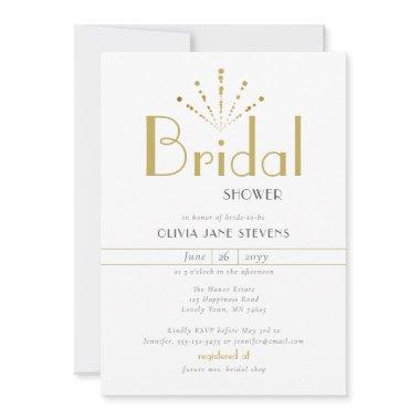 Elegant Art Deco Gold Fireworks Chic Bridal Shower Invitations