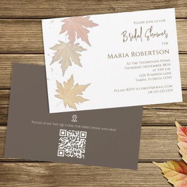 Elegant Autumn Leaves Fall Foliage QR Code Map Invitations