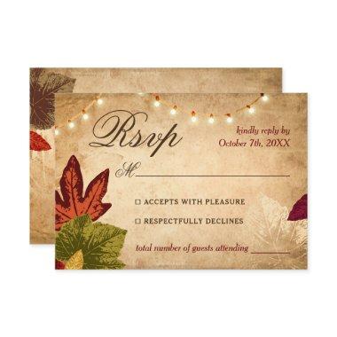 Elegant Autumn Leaves Rustic Fall Wedding RSVP Card