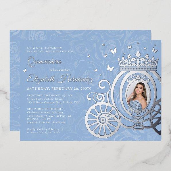 Elegant Baby Blue Quinceanera Princess Photo Foil Foil