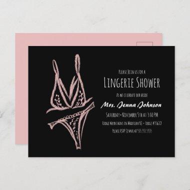 Elegant Bachelorette Lingerie Bridal Shower Pink PostInvitations