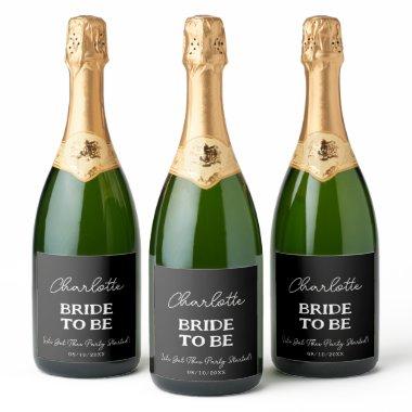 Elegant Bachelorette Party Black Sparkling Wine Label