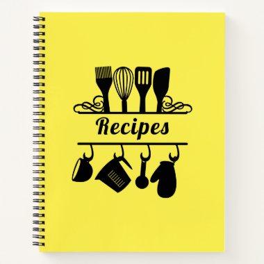 Elegant Baking Cooking Lemon Yellow Recipes Notebook