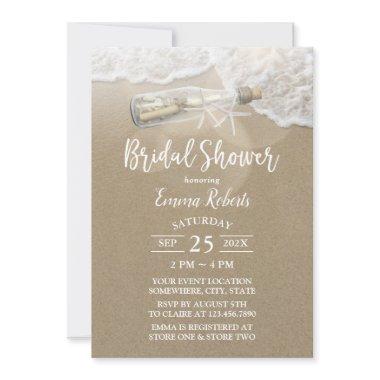 Elegant Beach Love Message Bottle Bridal Shower Invitations