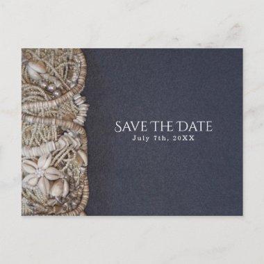 Elegant Beach Puka Shells Wedding Save the Date Announcement PostInvitations
