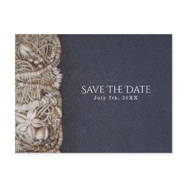 Elegant Beach Puka Shells Wedding Save the Date Announcement PostInvitations