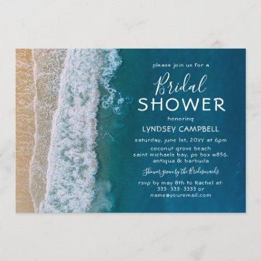 Elegant Beach Tropical Ocean Bridal Shower Invitations