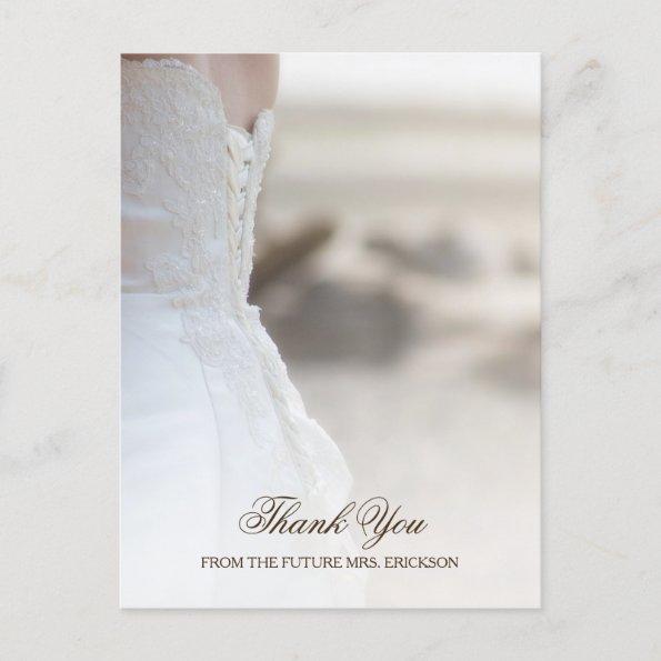 Elegant Beach Wedding Gown Bridal Shower Thank You PostInvitations