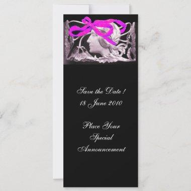 ELEGANT BEAUTY / LADY WITH PINK BOW AND FLOWERS Invitations