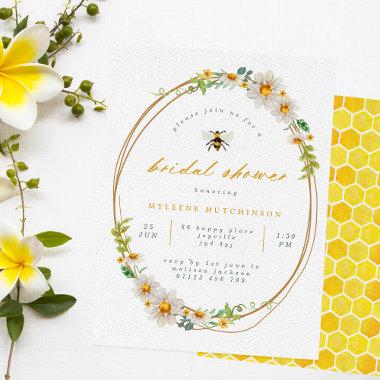 Elegant Bee and Daisies Bridal Shower Invitations