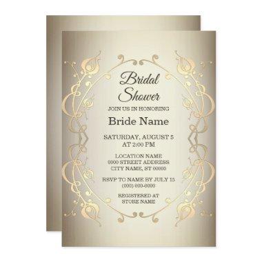 Elegant Beige Gold Floral