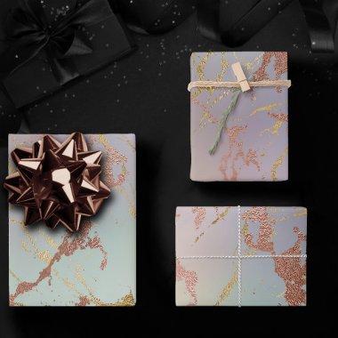 Elegant Beige Marble | Mint Sage Green Rose Gold Wrapping Paper Sheets