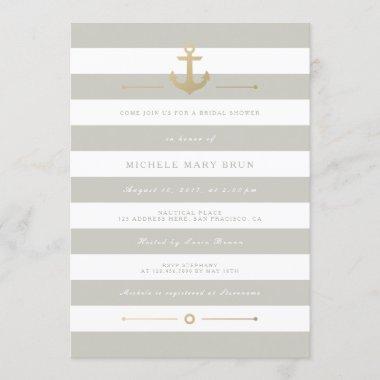 Elegant Beige Nautical Bridal Shower Invite