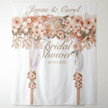 Elegant beige roses bridal shower floral bride tapestry