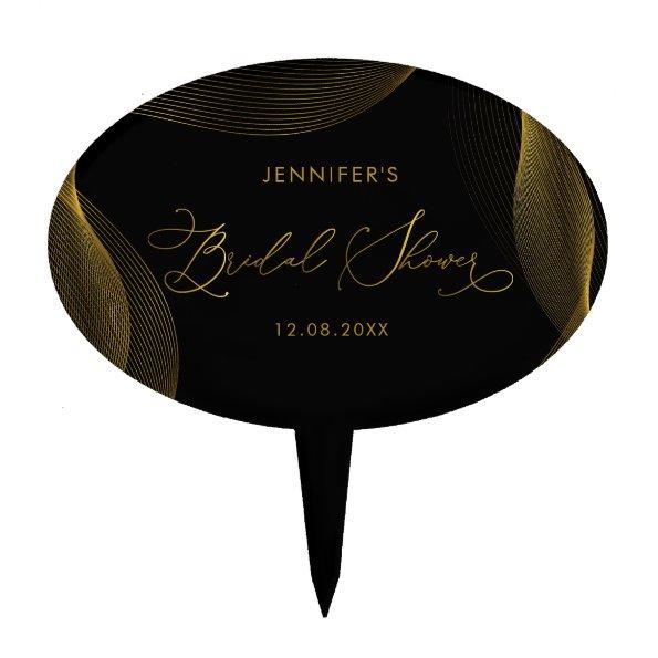 Elegant Black and Gold  Cake Toppers
