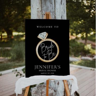 Elegant Black and Gold Bride to Be Welcome Sign