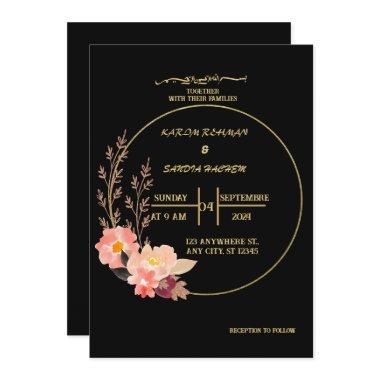Elegant Black and gold floral Muslim Wedding