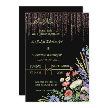 Elegant Black and gold floral Muslim Wedding