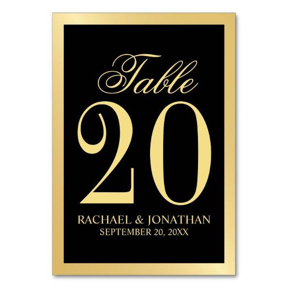 Elegant Black and Gold Wedding Table Number