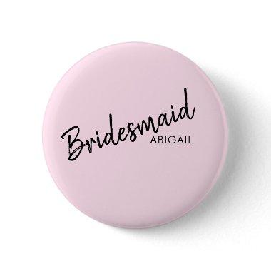 Elegant Black and Pink Bridesmaid Button