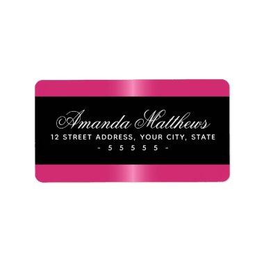 Elegant black and pink satin border label