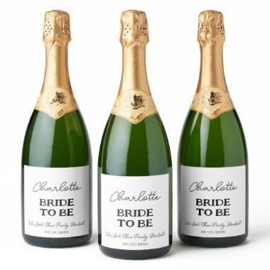 Elegant Black And White Bachelorette Party Sparkling Wine Label