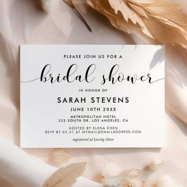 Elegant black and white bridal shower Invitations