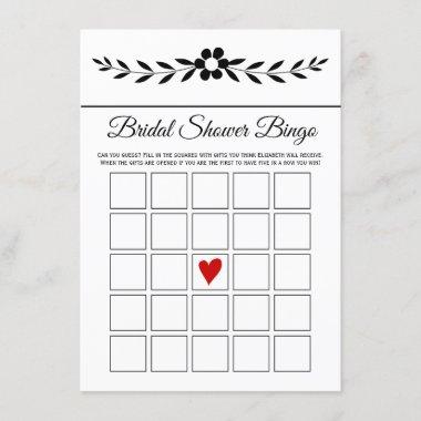 Elegant black and white flower bridal bingo Invitations